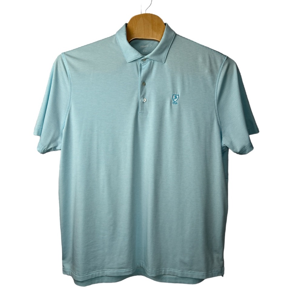 Johnnie‎ O Men's Blue & White Striped Short Sleeve Polo Size XXL